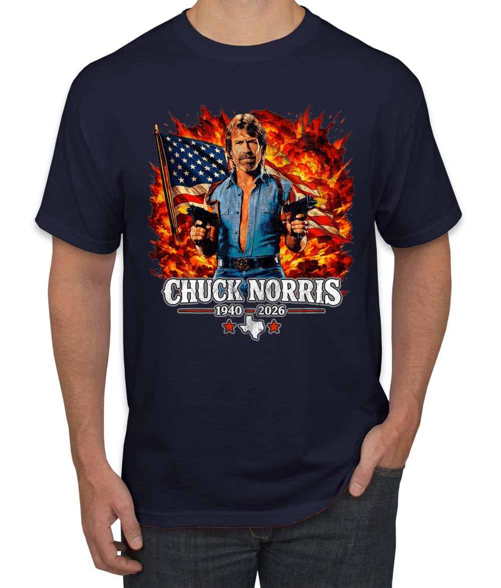 Chuck Norris 1940-2026 American Flag Texas Patriot Action Hero Memorial Tribute Pop Culture Men's T-Shirt