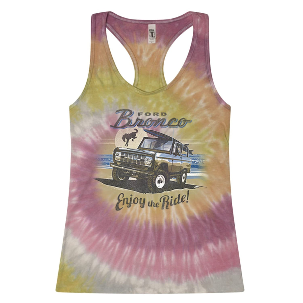 Classic Vintage Ford Bronco Enjoy The Ride Cars and Trucks Tie-Dye Racerback Tank Top
