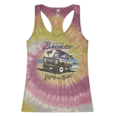 Classic Vintage Ford Bronco Enjoy The Ride Cars and Trucks Tie-Dye Racerback Tank Top