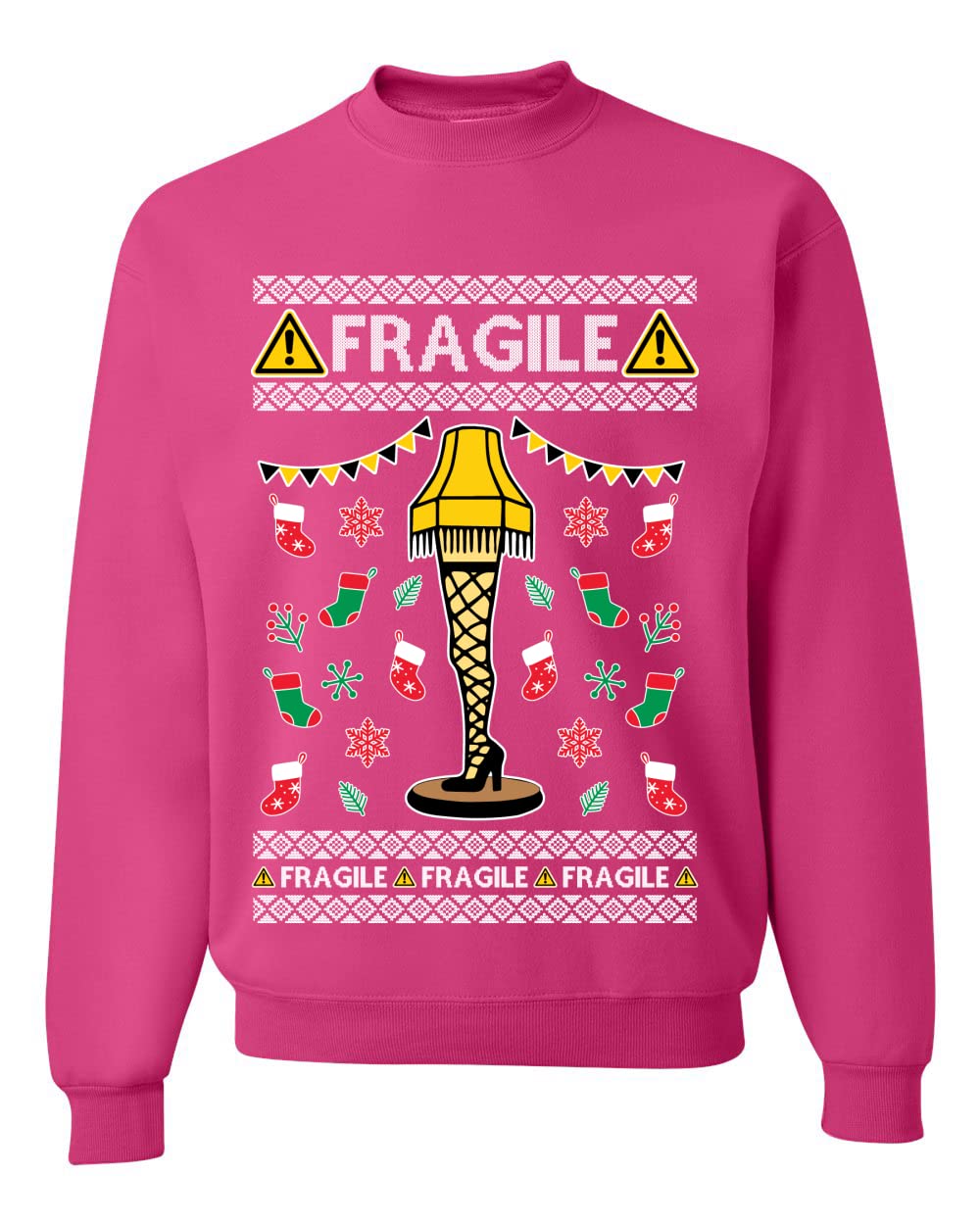 Fragile Leg Lamp Ugly Christmas Sweater Unisex Crewneck Graphic Sweatshirt