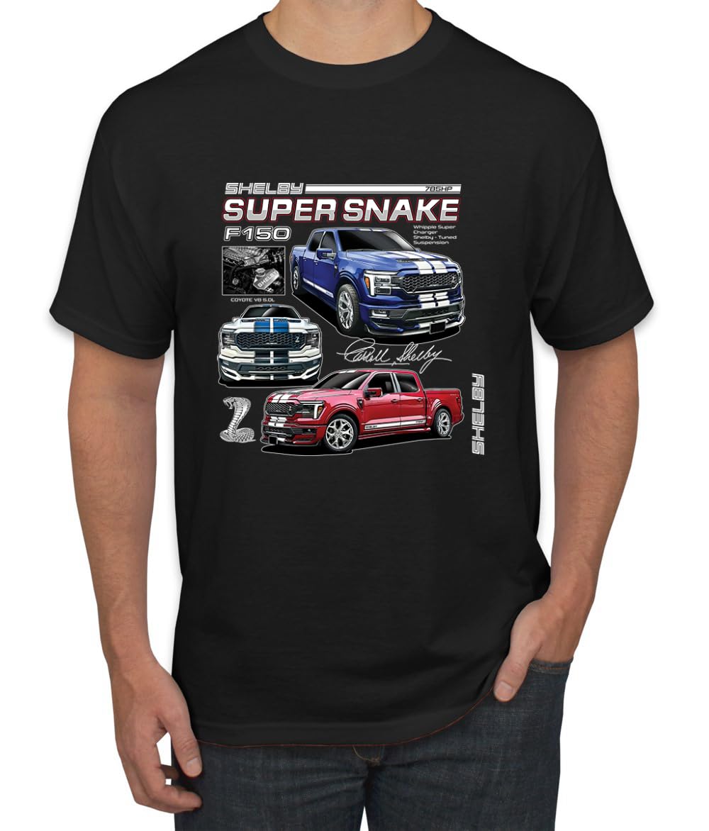 Shelby Super Snake F-150 Powered by Ford Motors Mustang Logo Emblem Cars and Trucks Men's T-Shirt