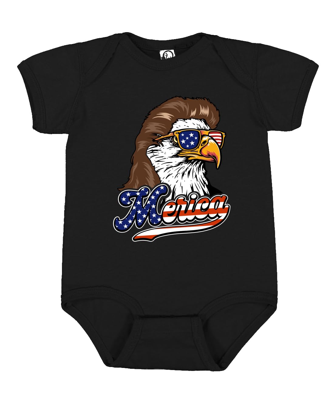 American Bald Eagle Mullet Glasses American Pride Baby Creeper Boys Girls Infant Bodysuit