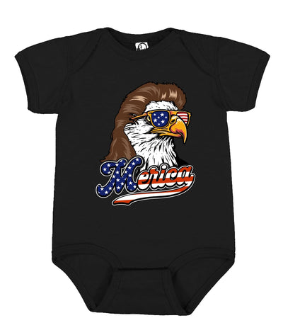 American Bald Eagle Mullet Glasses American Pride Baby Creeper Boys Girls Infant Bodysuit