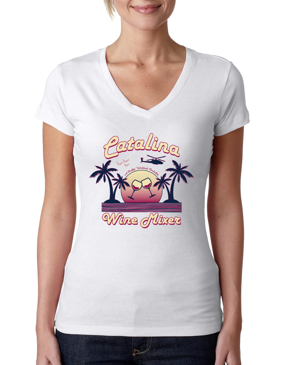 Funny Island Pop Culture Womens Junior Fit V-Neck Tee