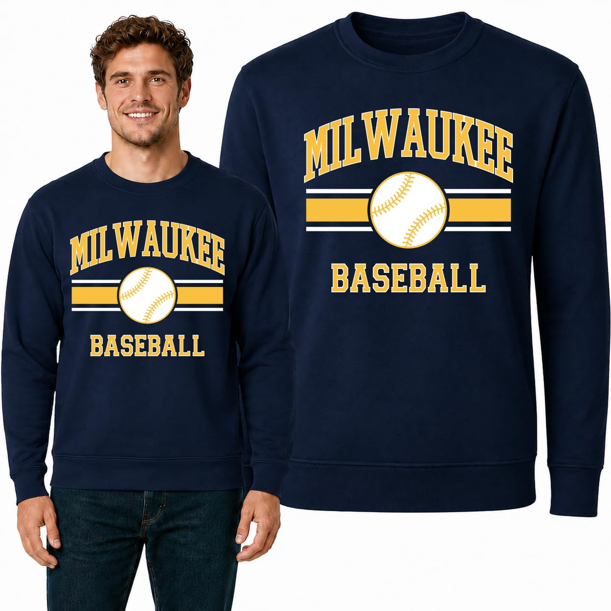 Milwaukee Fan Crewneck Sweatshirt Mens Graphic Sweatshirt