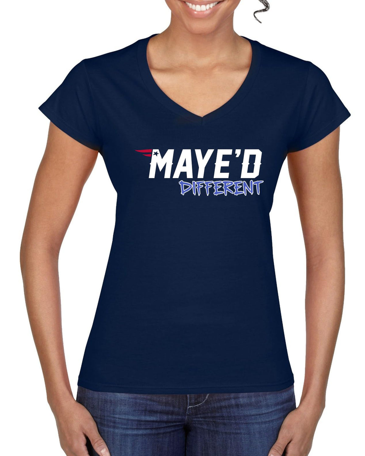 New England Fans NE Fantasy Football Sports Womens V-Neck Tee