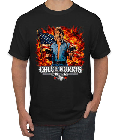 Chuck Norris 1940-2026 American Flag Texas Patriot Action Hero Memorial Tribute Pop Culture Men's T-Shirt