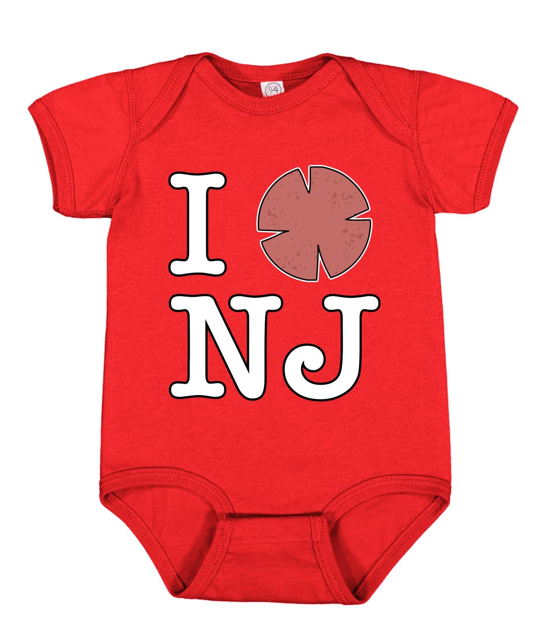 I Heart NJ Funny Love New Jersey Pork Roll Shape Breakfast Meme Fashion Baby Creeper Boys Girls Infant Bod