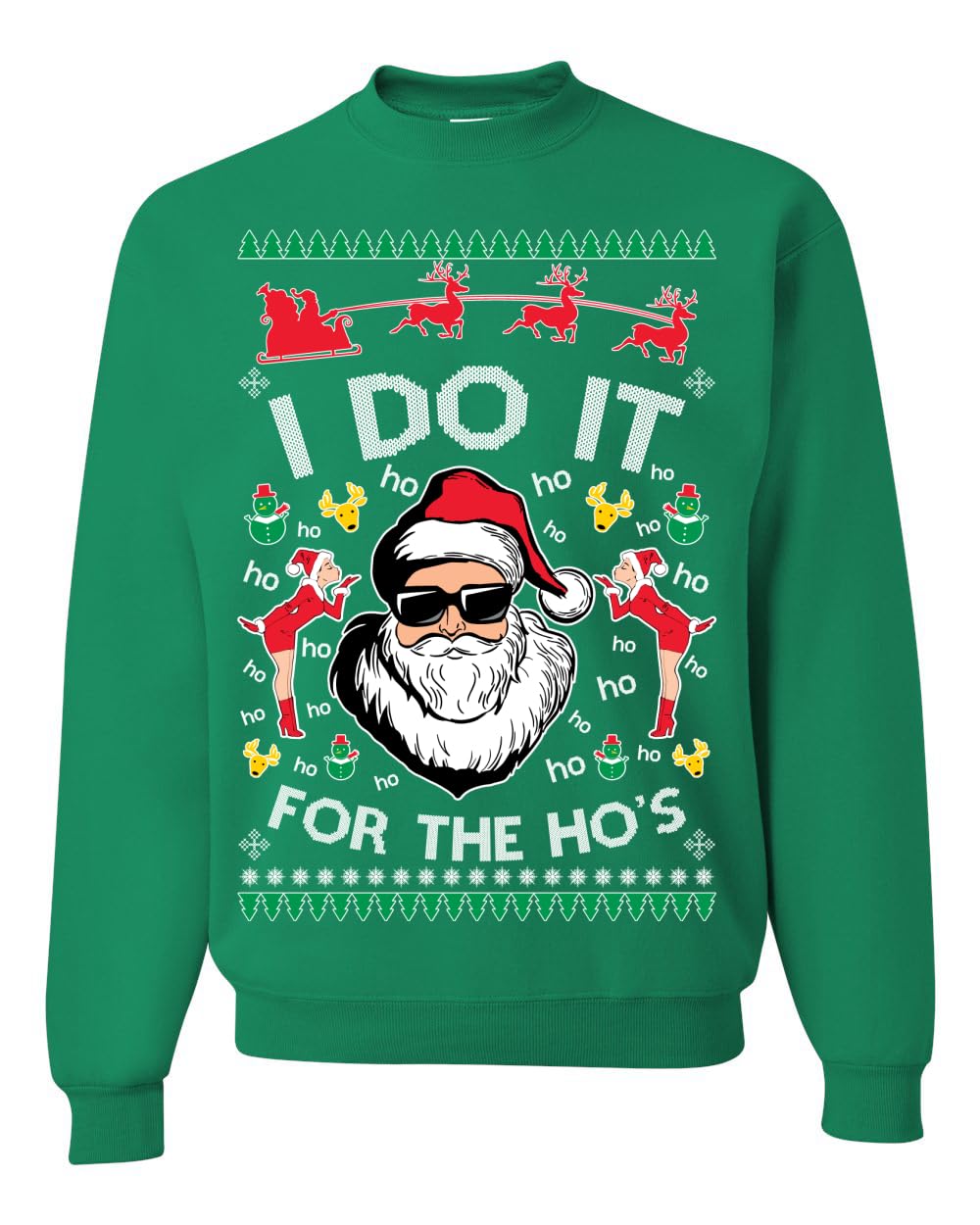 I Do It for the Hos Funny Santa Ugly Christmas Sweater Crewneck Sweatshirt
