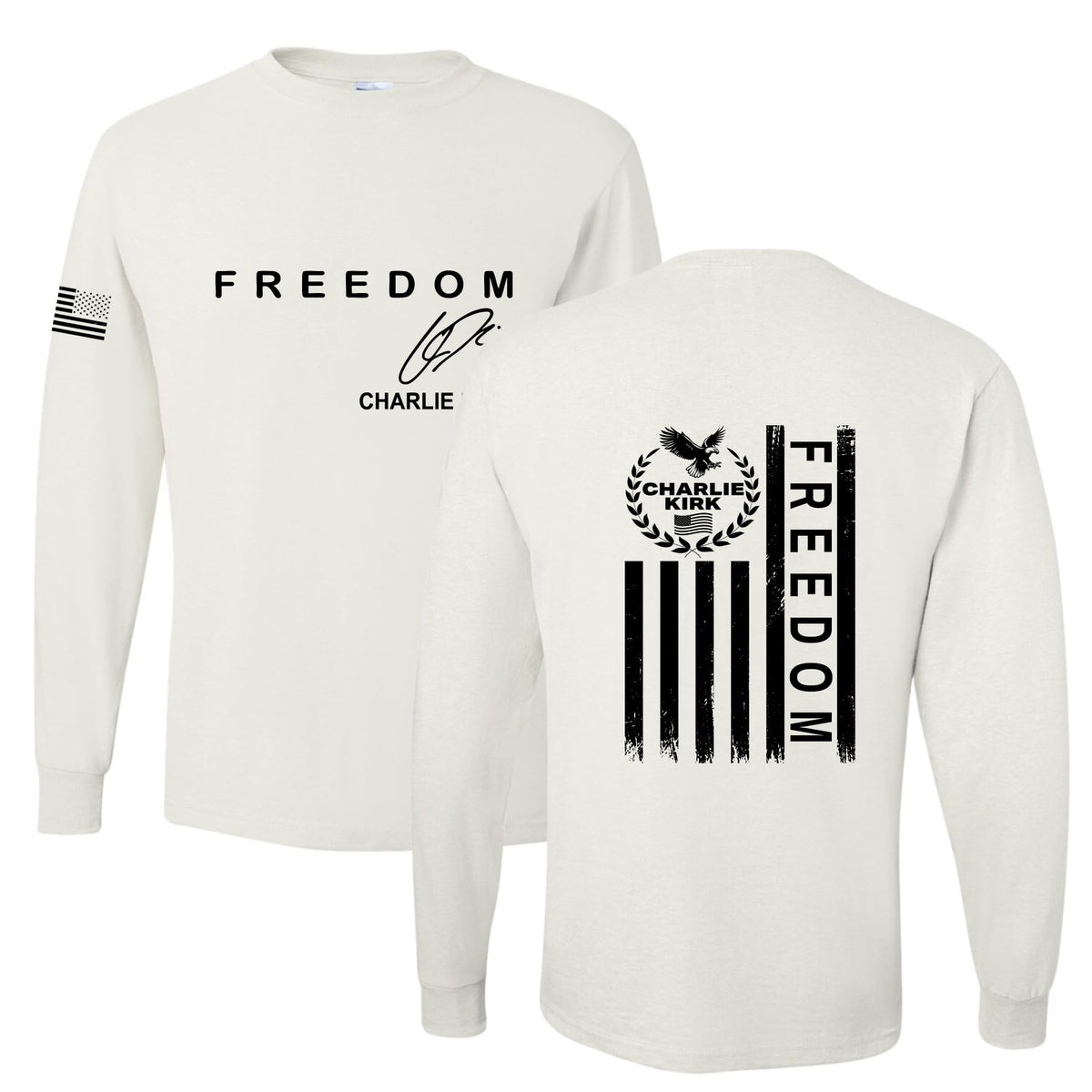 Freedom Cross, Christian Patriotic Men's Long Sleeve Shirt, Charlie Kirk Merch