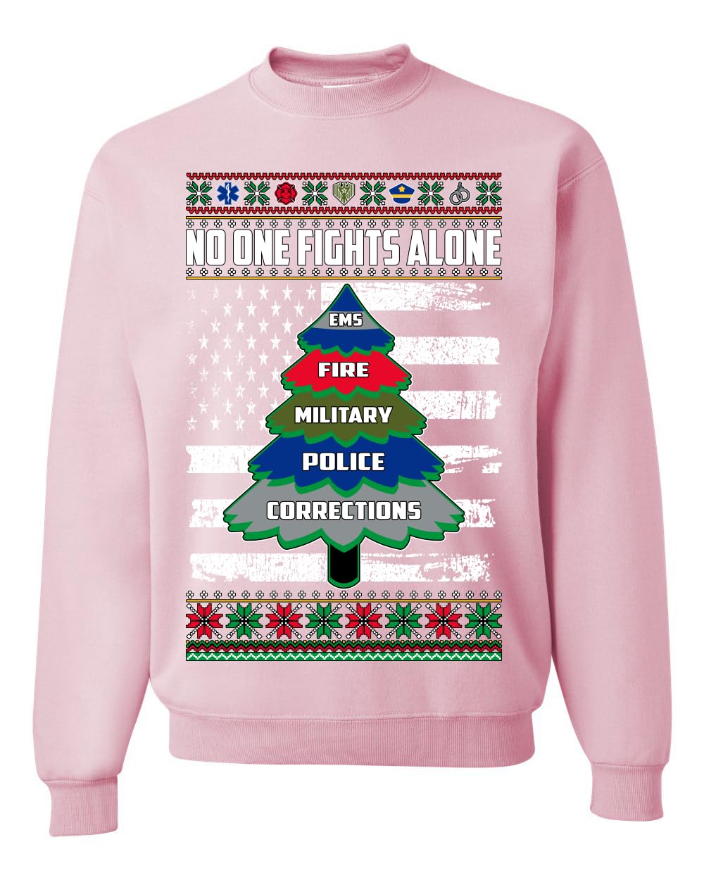 No One Fights Alone First Responder Hoodie Dispatcher EMS Corrections Police Fire Military Unisex Crewneck Sweatshirt
