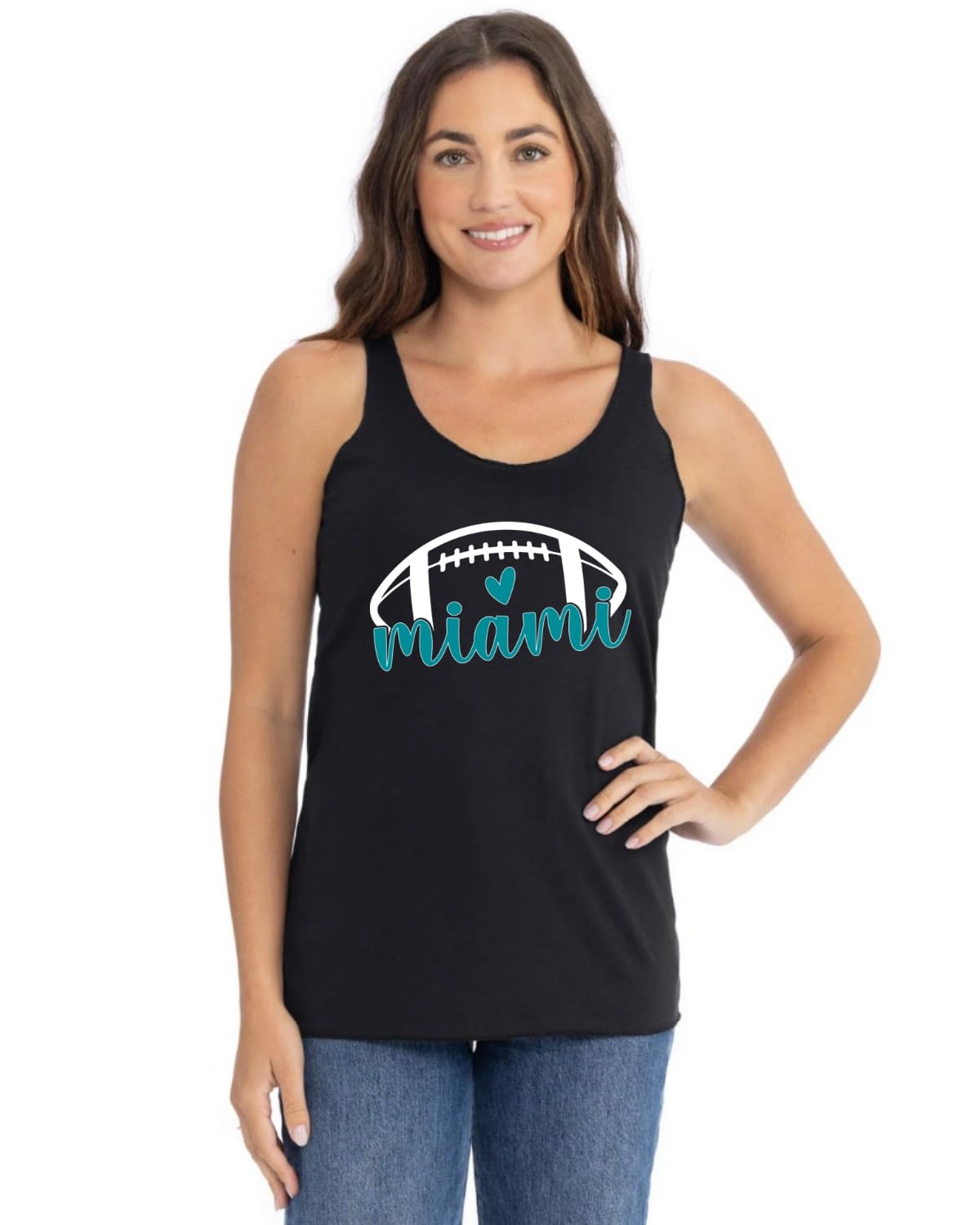 Football Hometown Fan Heart Script Writing Sports Tri-Blend Racerback Tank Top