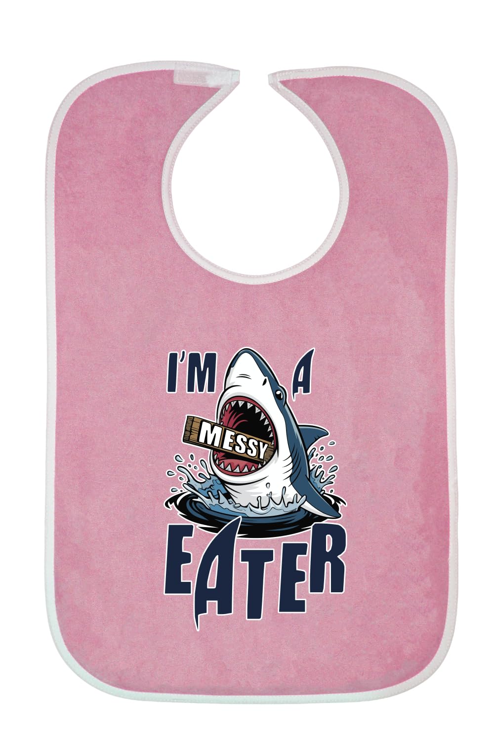 I’m a Messy Eater Shark, Cartoon Ocean Food Joke Adult Bib Funny Gift for Grandma or Grandpa