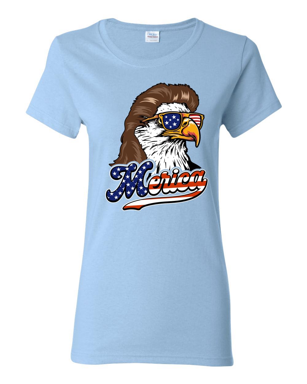 American Bald Eagle Mullet Glasses American Pride Womens Graphic T-Shirt
