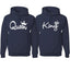 King Queen Classic Script Love Cute Wife Husband Gift His and Hers Matching Couples Hoodie Sweatshirts Set