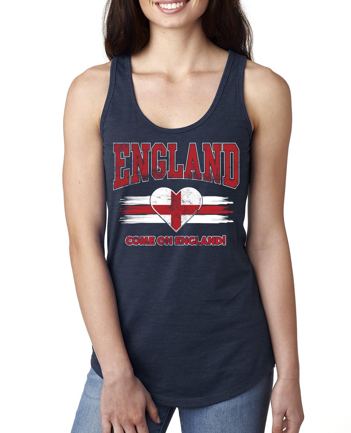 Flag Heart Soccer Fan, Women's Novelty Shirt, Game Day Gift for Her Racerback Tank Top