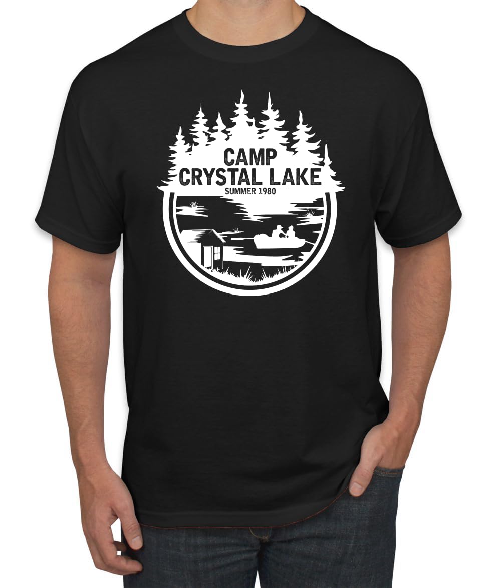 Camp Crystal Lake Retro NJ 80s White Horror Movie Jason Pop Culture Men's T-Shirt