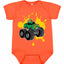 Green Monster Truck with Firey Flames Cars and Trucks Baby Creeper Boys Girls Infant Bodysuit