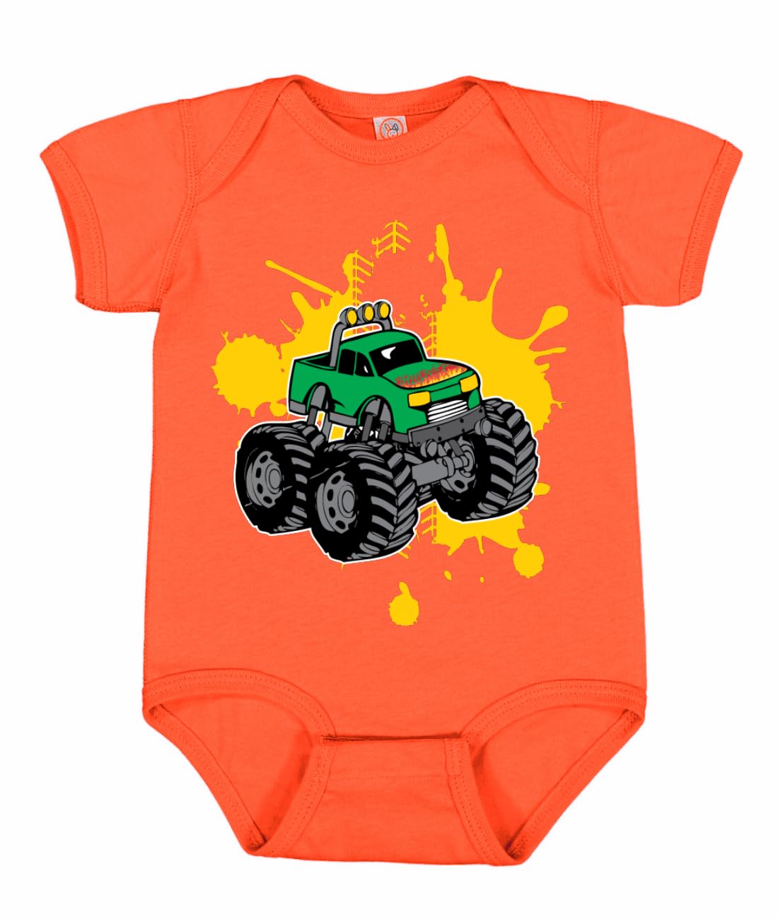 Green Monster Truck with Firey Flames Cars and Trucks Baby Creeper Boys Girls Infant Bodysuit