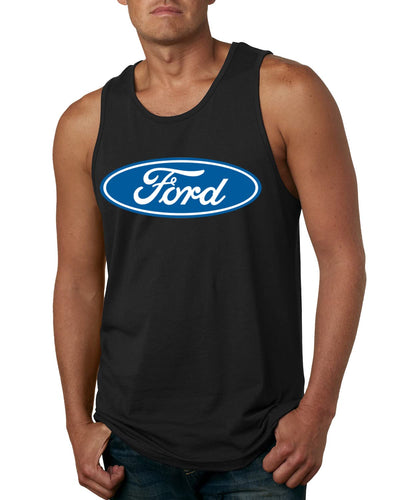 Ford Logo Tank Officially Licensed Blue Emblem Performance Cars and Trucks Mens Graphic Tank Top