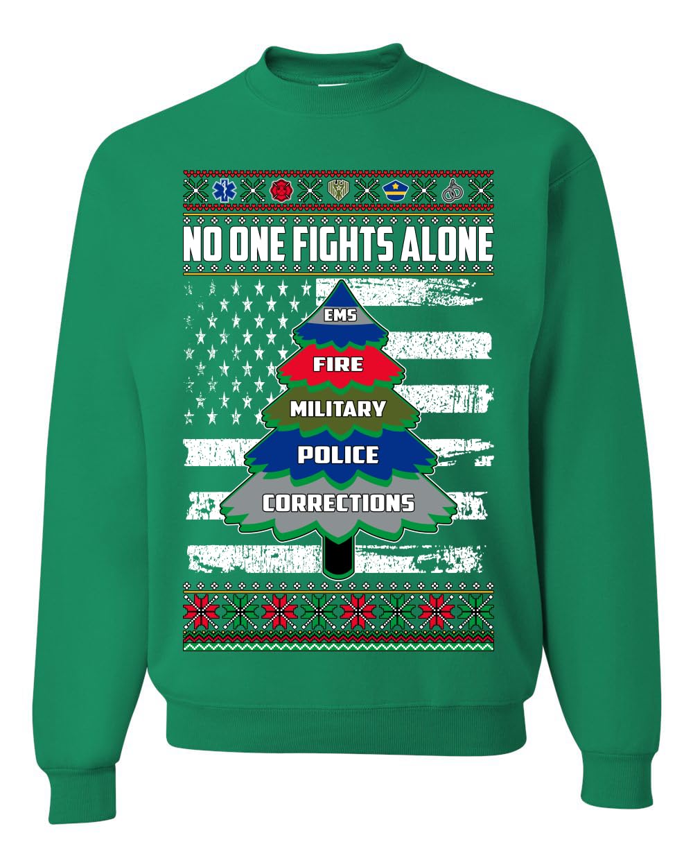 No One Fights Alone First Responder Hoodie Dispatcher EMS Corrections Police Fire Military Unisex Crewneck Sweatshirt