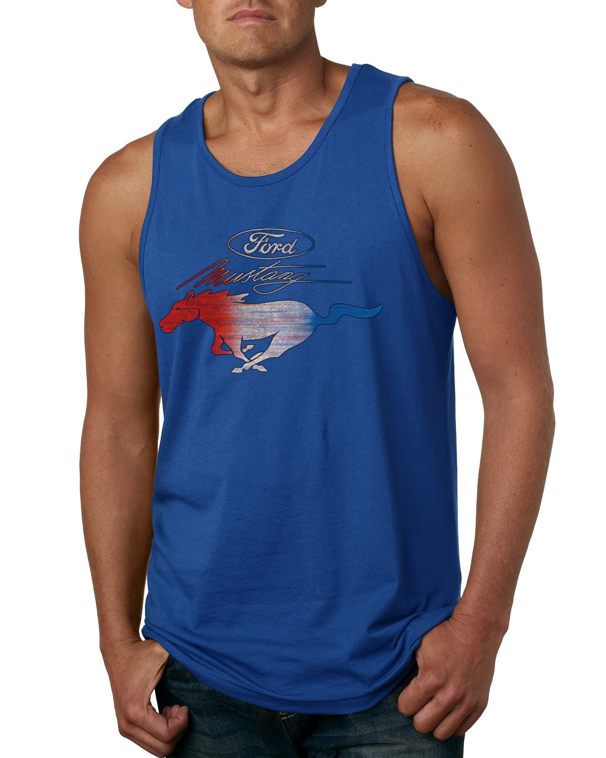 Ford Mustang Shirt USA Flag Mustang Emblem T-Shirt Cars and Trucks Mens Graphic Tank Top