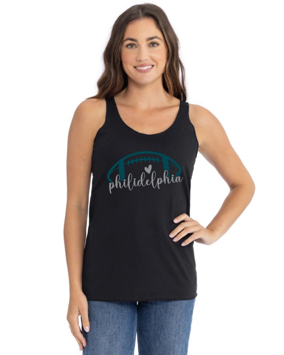 Football Hometown Fan Heart Script Writing Sports Tri-Blend Racerback Tank Top