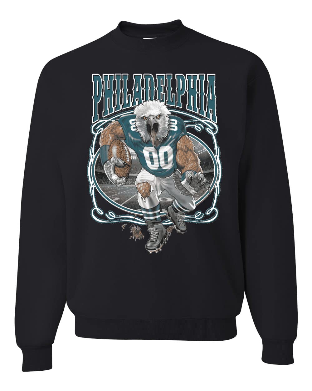 PHI Fantasy Football Sports Fan Pullover Soft Cotton Blend Graphic Unisex Crewneck Sweatshirt
