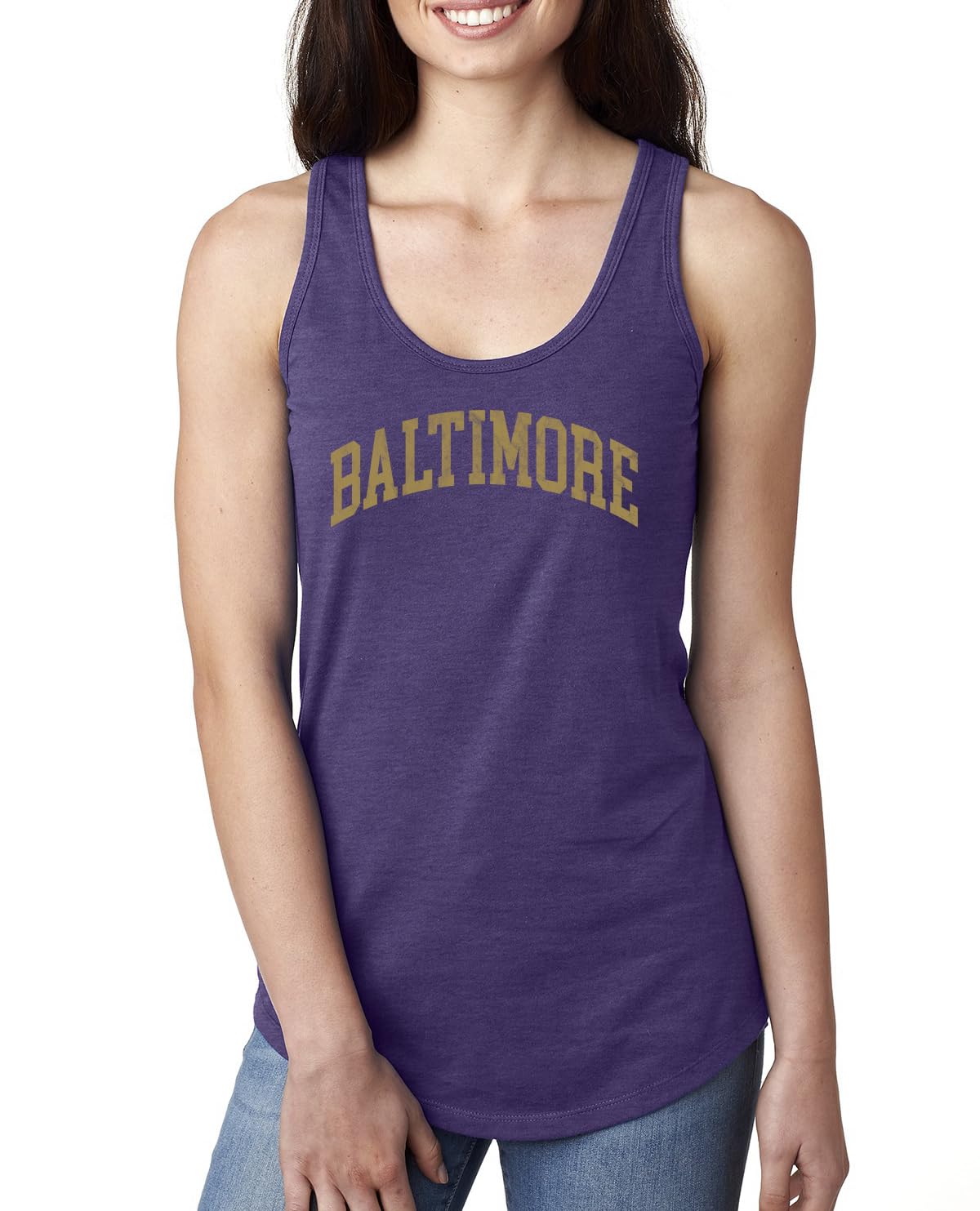 Classic Varsity College Style Fantasy Fan, Trendy Team Streetwear Sports Ladies Racerback Tank Top