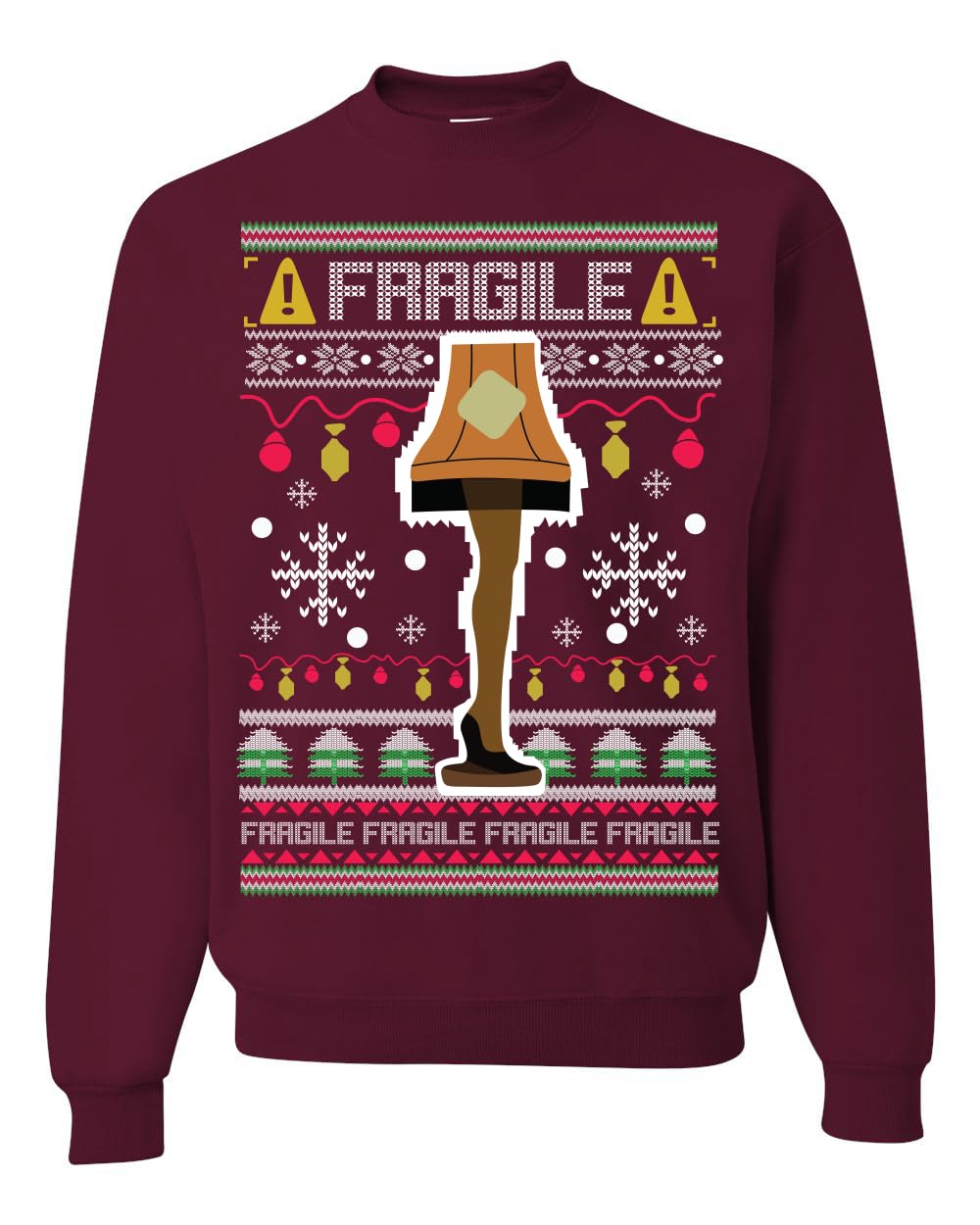 Fragile Leg Lamp Ugly Christmas Sweater Unisex Crewneck Graphic Sweatshirt