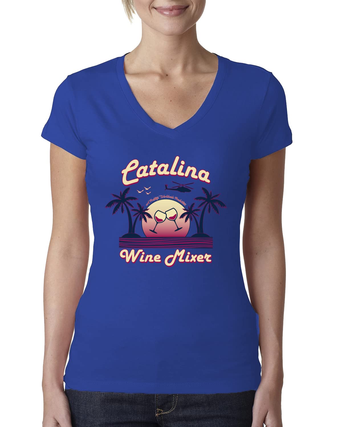 Funny Island Pop Culture Womens Junior Fit V-Neck Tee