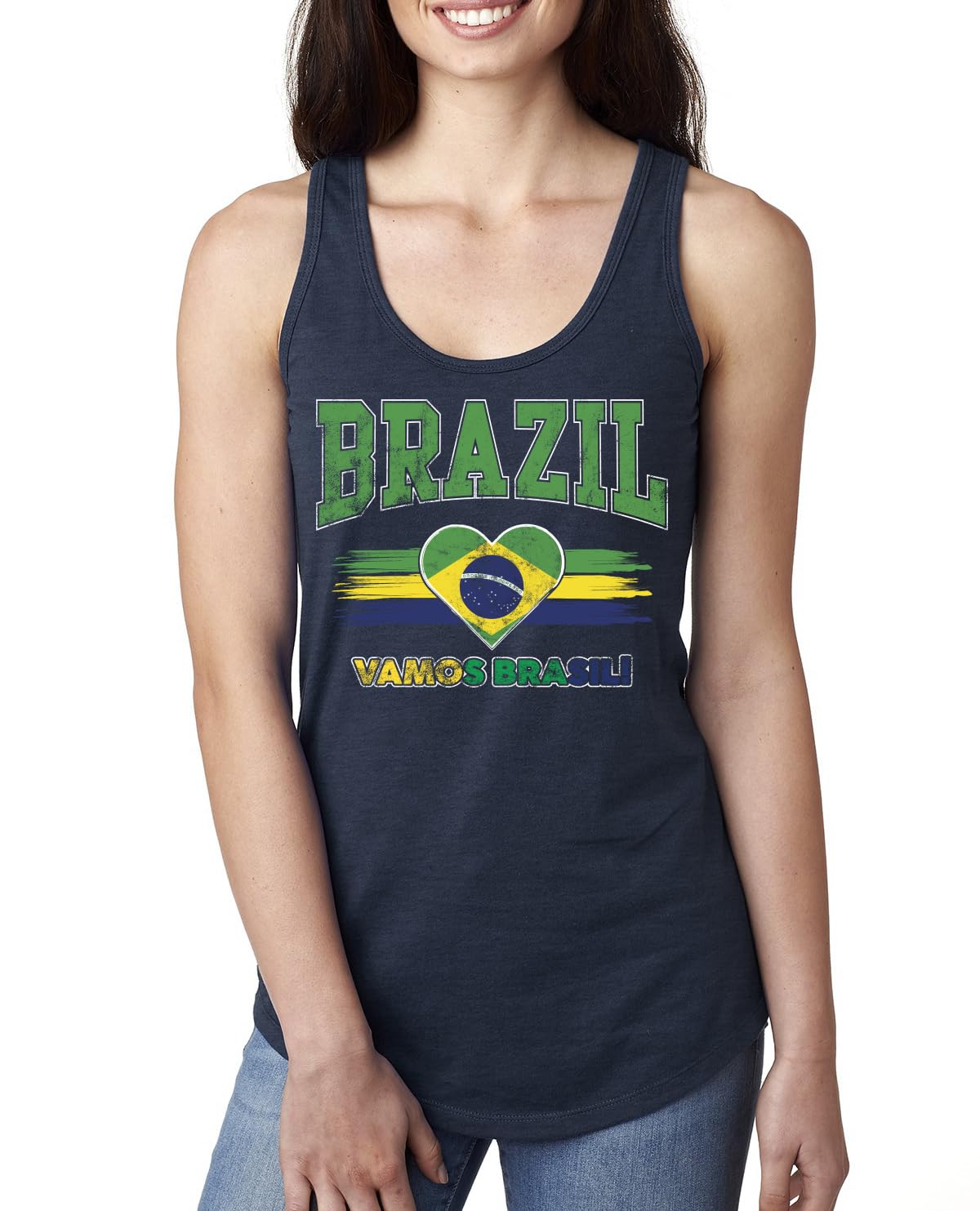 Flag Heart Soccer Fan, Women's Novelty Shirt, Game Day Gift for Her Racerback Tank Top
