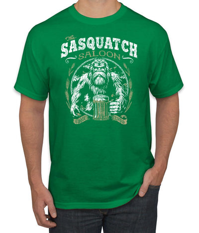 The Sasquatch Saloon Funny Bigfoot Beer Conspiracy Pop Culture Men's T-Shirt