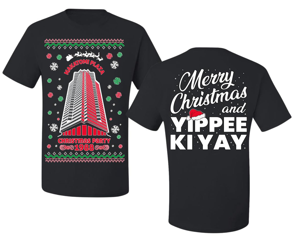 Nakatomi Plaza Christmas Party 1988 Front and Back Ugly Christmas Men's T-Shirt