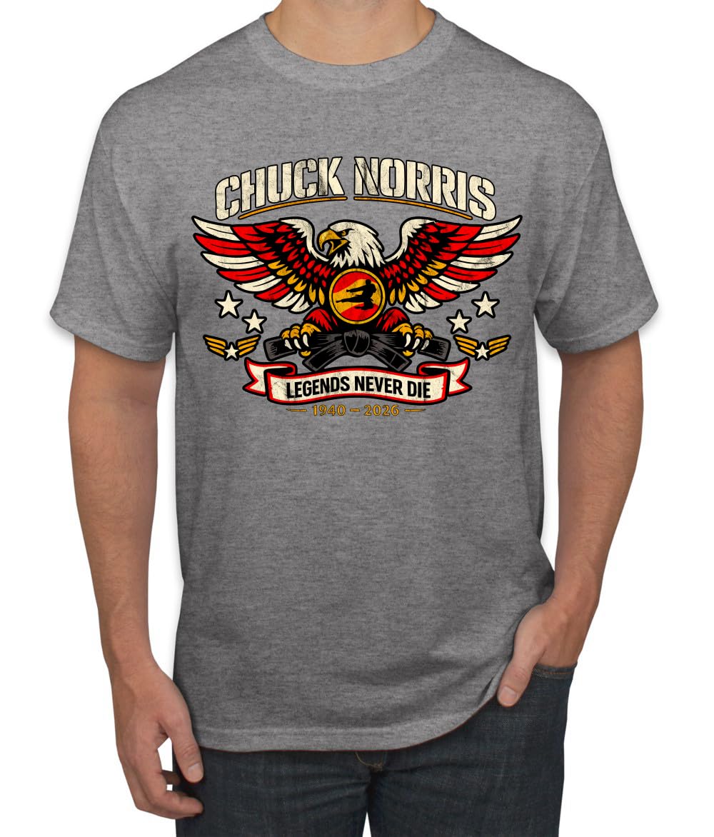 Chuck Norris Legends Never Die 1940-2026 RIP Memorial Bald Eagle Black Belt Tribute Men's T-Shirt