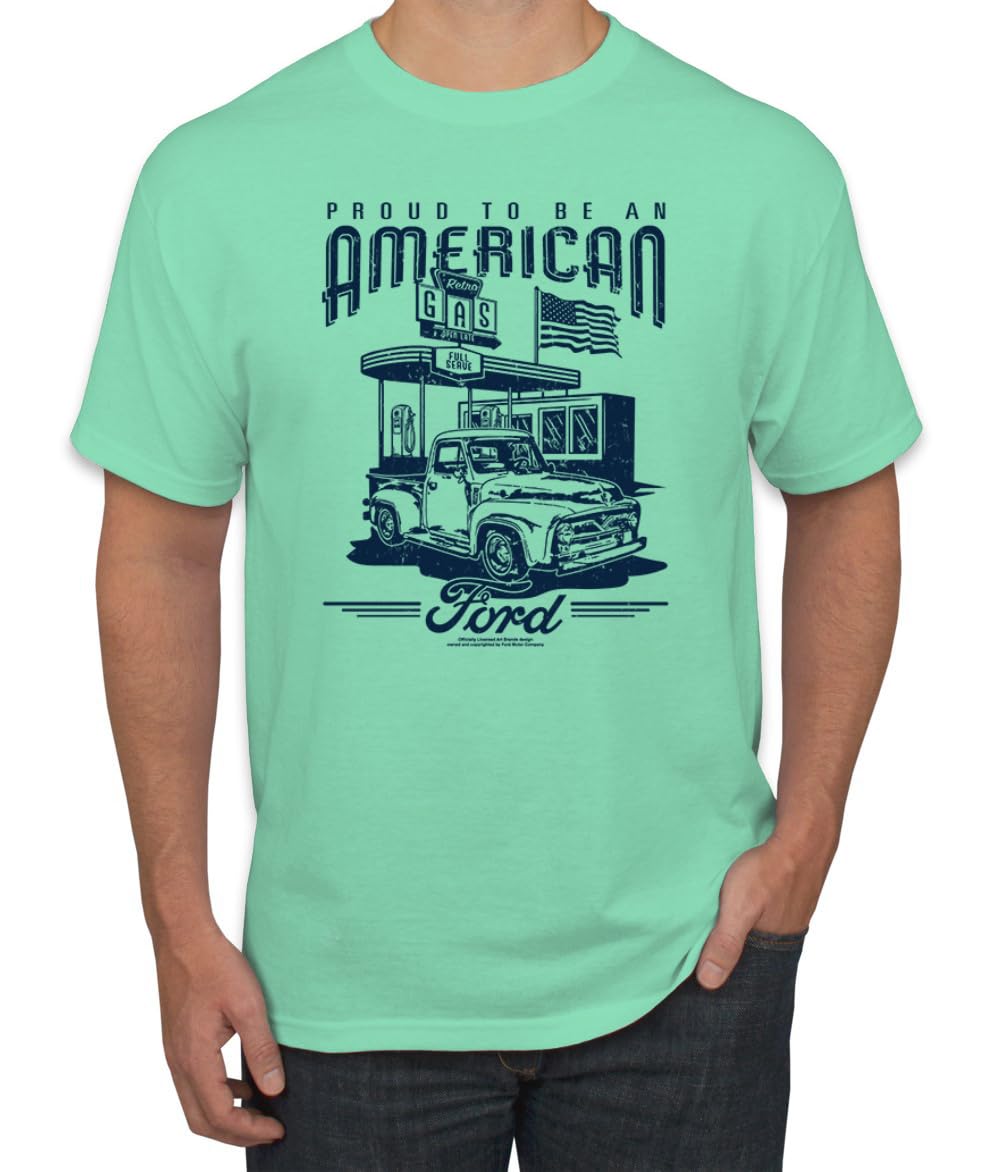 Ford Motors | Proud to be American Retro Classic Muscle Cars and Trucks Men's T-Shirt
