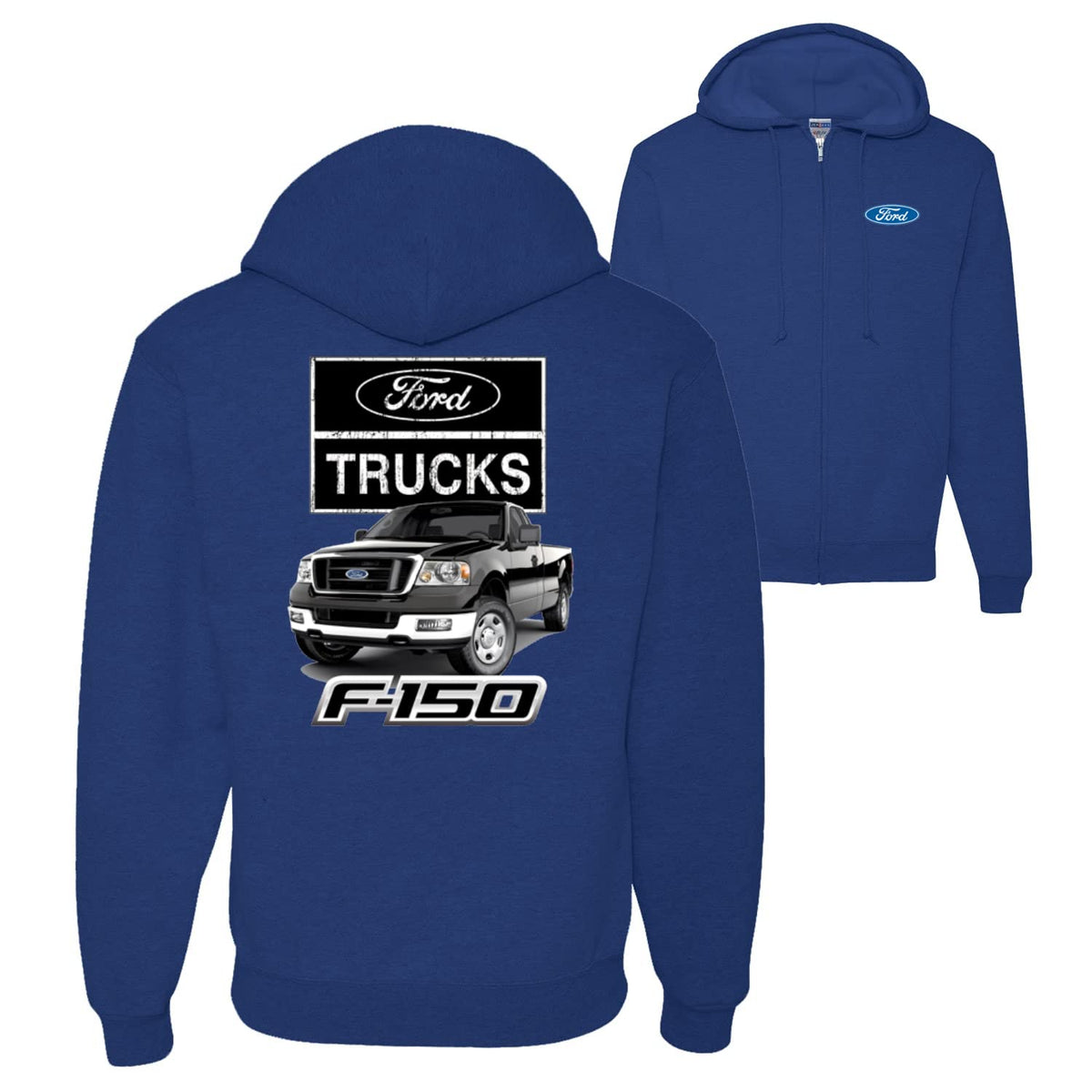 Ford Trucks F150 Pickup Front Back Cars and Trucks Graphic Zip Up Hoodie Sweatshirt