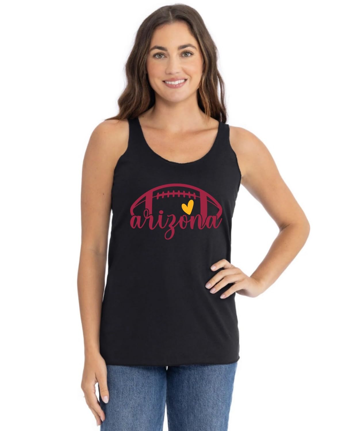 Football Hometown Fan Heart Script Writing Sports Tri-Blend Racerback Tank Top