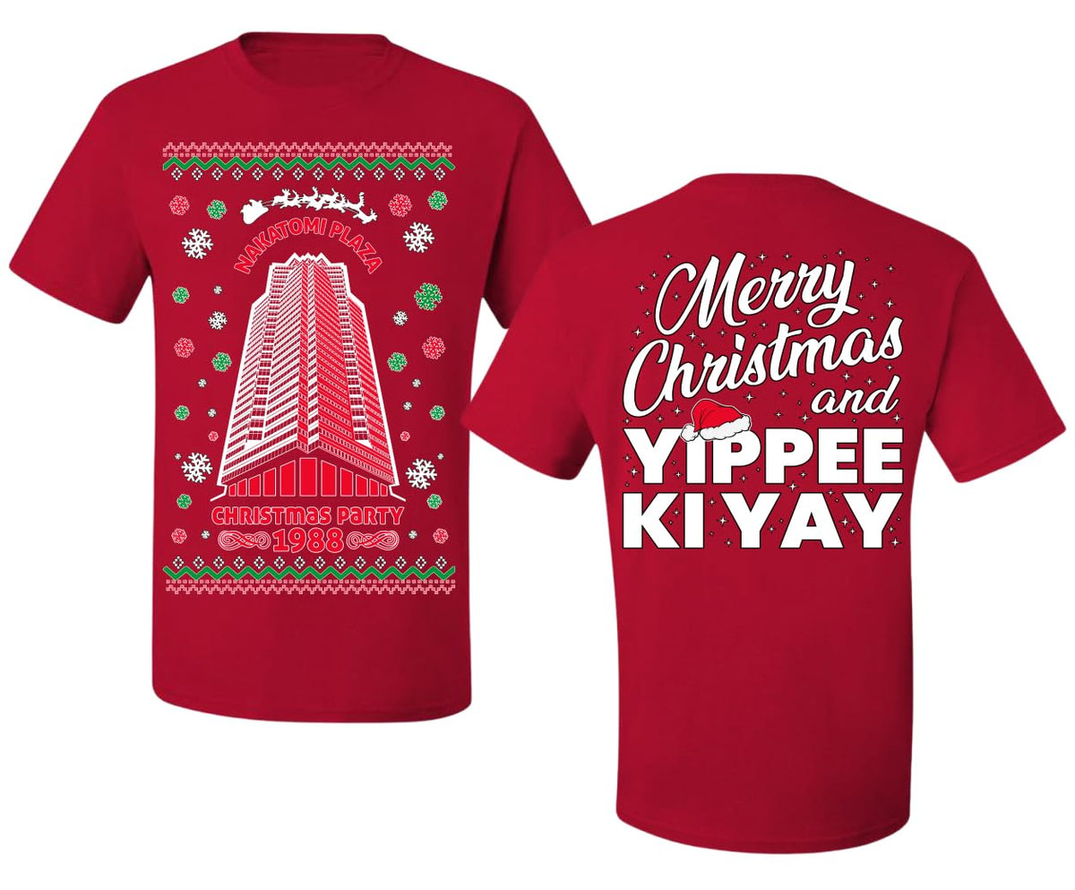 Nakatomi Plaza Christmas Party 1988 Front and Back Ugly Christmas Men's T-Shirt