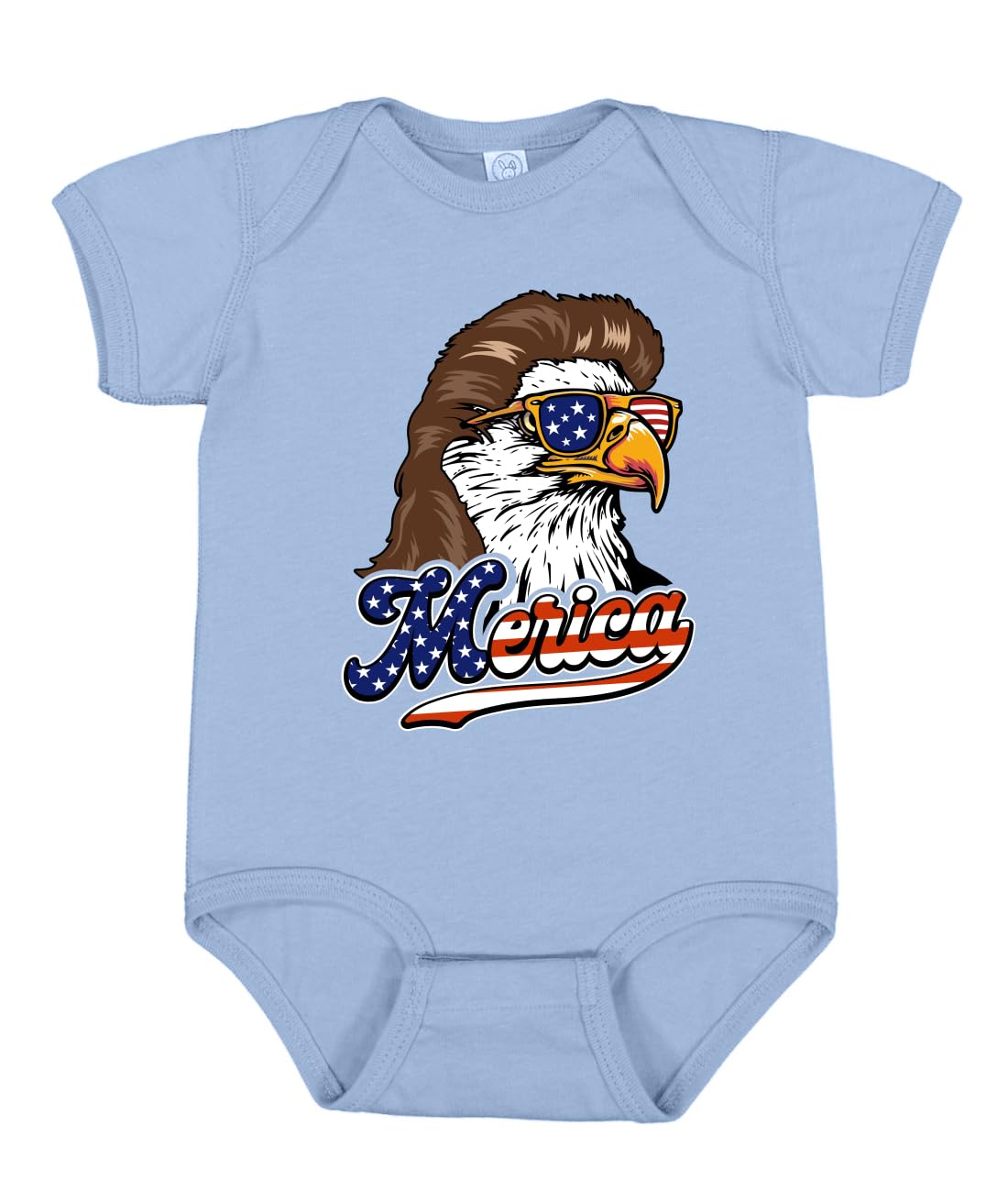 American Bald Eagle Mullet Glasses American Pride Baby Creeper Boys Girls Infant Bodysuit