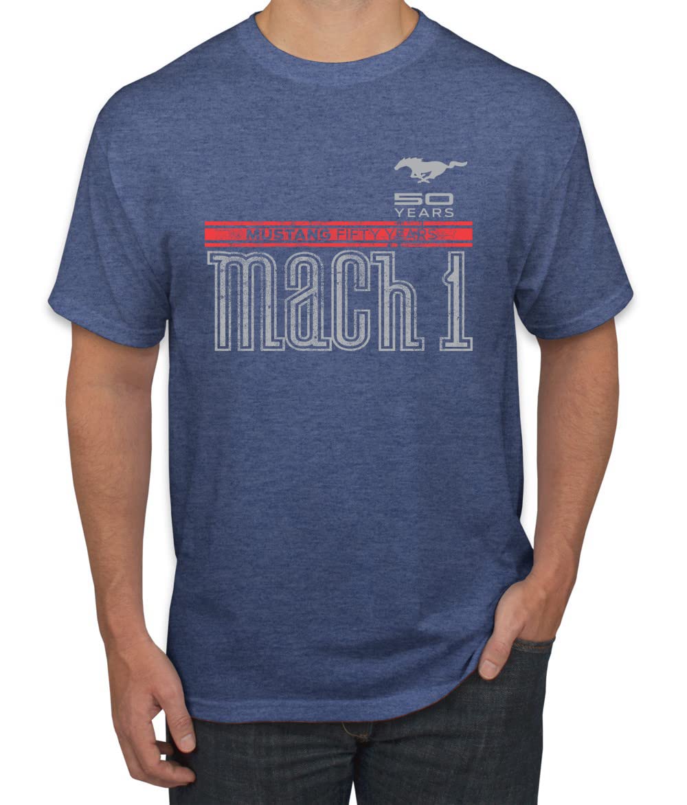 Ford Mustang 50 Years Logo Mach 1 Classic Emblem Cars and Trucks Men's Graphic T-Shirt