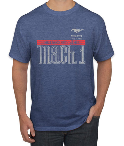 Ford Mustang 50 Years Logo Mach 1 Classic Emblem Cars and Trucks Men's Graphic T-Shirt