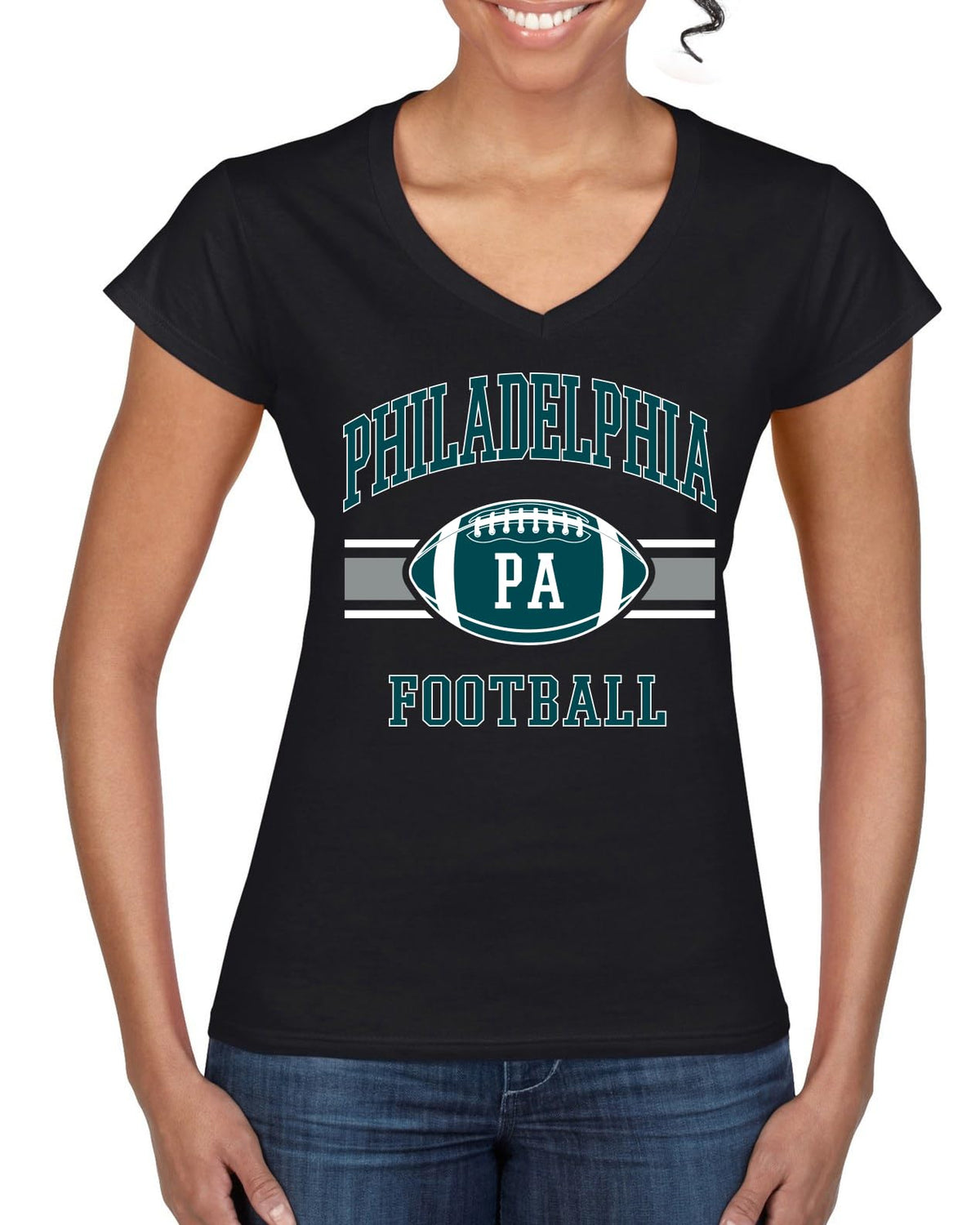 Grease The Poles Broad Street Phil Football Sports Womens Standard V-Neck Tee