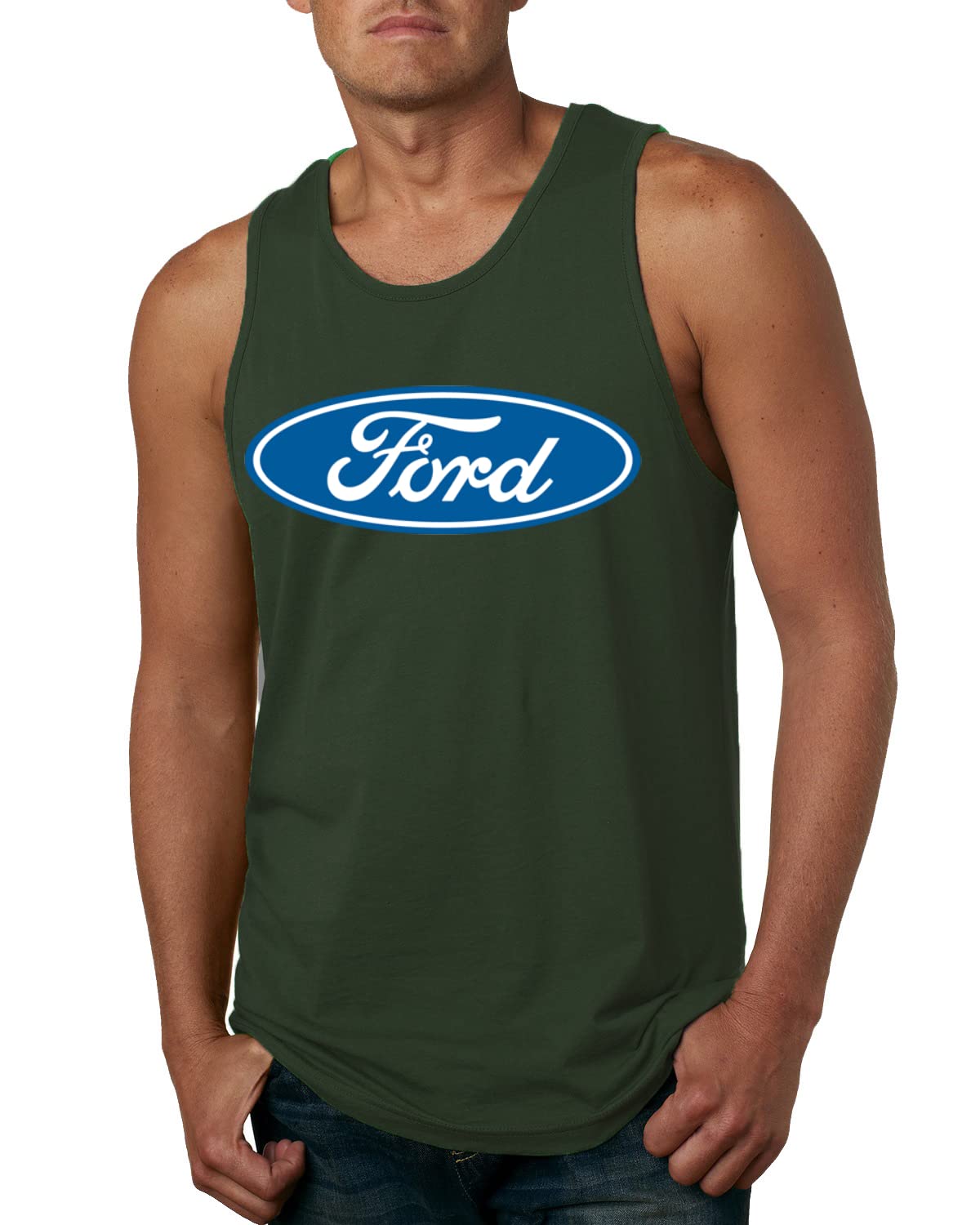 Ford Logo Tank Officially Licensed Blue Emblem Performance Cars and Trucks Mens Graphic Tank Top