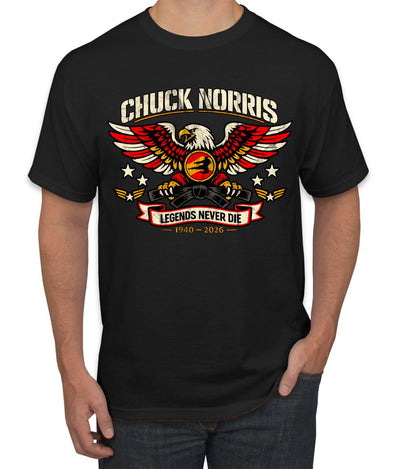 Chuck Norris Legends Never Die 1940-2026 RIP Memorial Bald Eagle Black Belt Tribute Men's T-Shirt