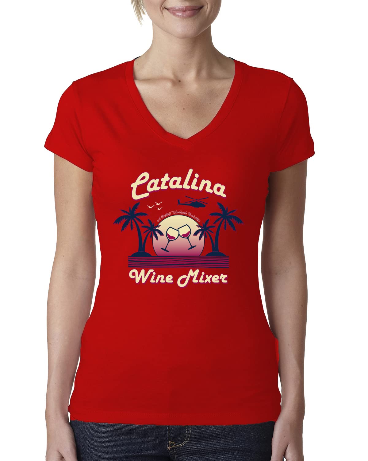 Funny Island Pop Culture Womens Junior Fit V-Neck Tee