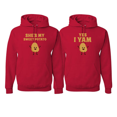 She's My Sweet Potato Yes I Yam Cute Food Font Classic His and Hers Matching Couples Hoodie Sweater Set
