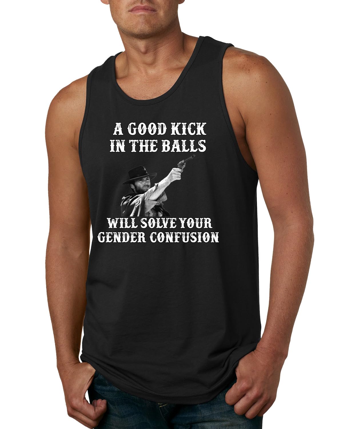 A Good Kick in The Balls Solves Gender Confusion Political Mens Tank Top