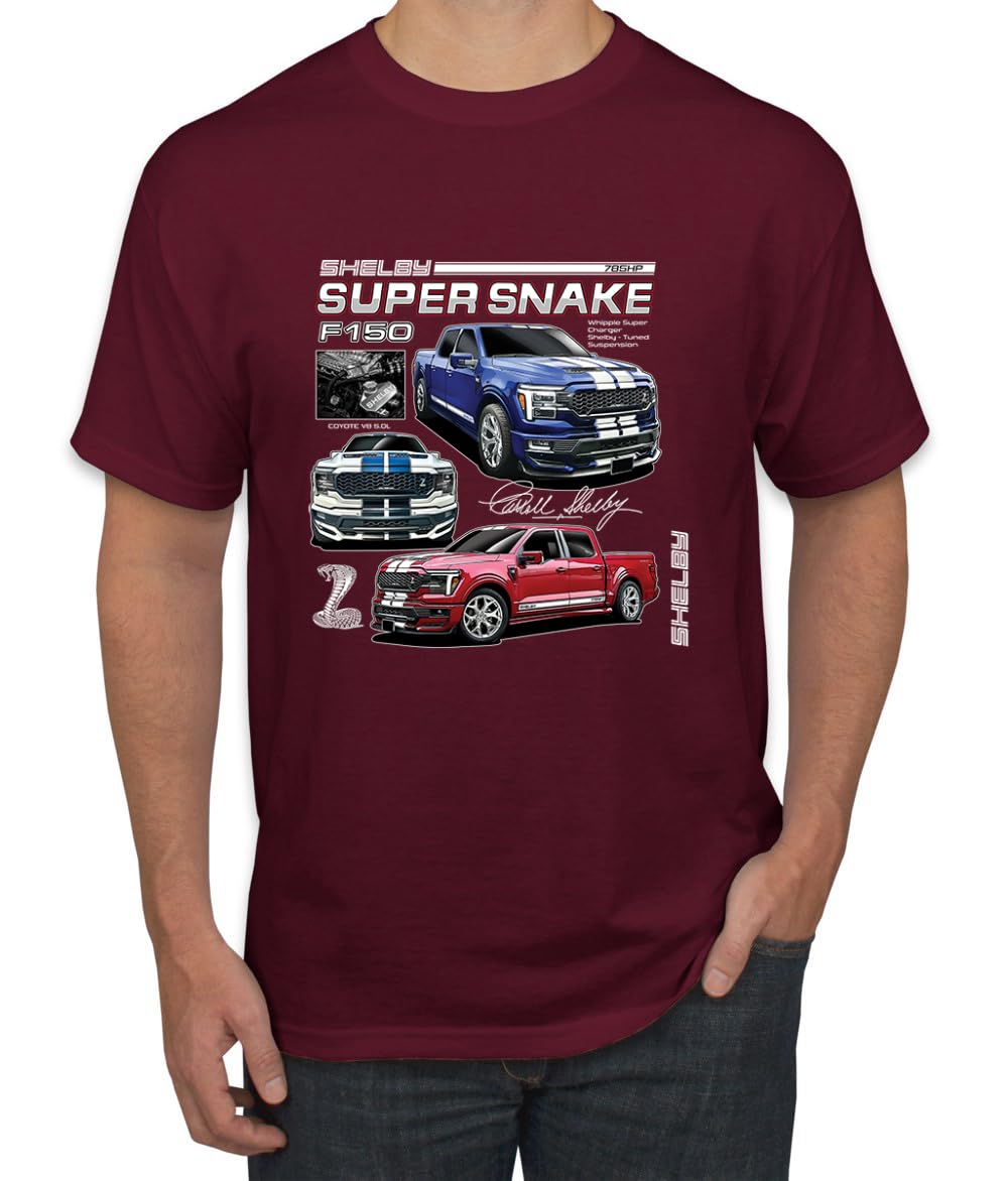Shelby Super Snake F-150 Powered by Ford Motors Mustang Logo Emblem Cars and Trucks Men's T-Shirt