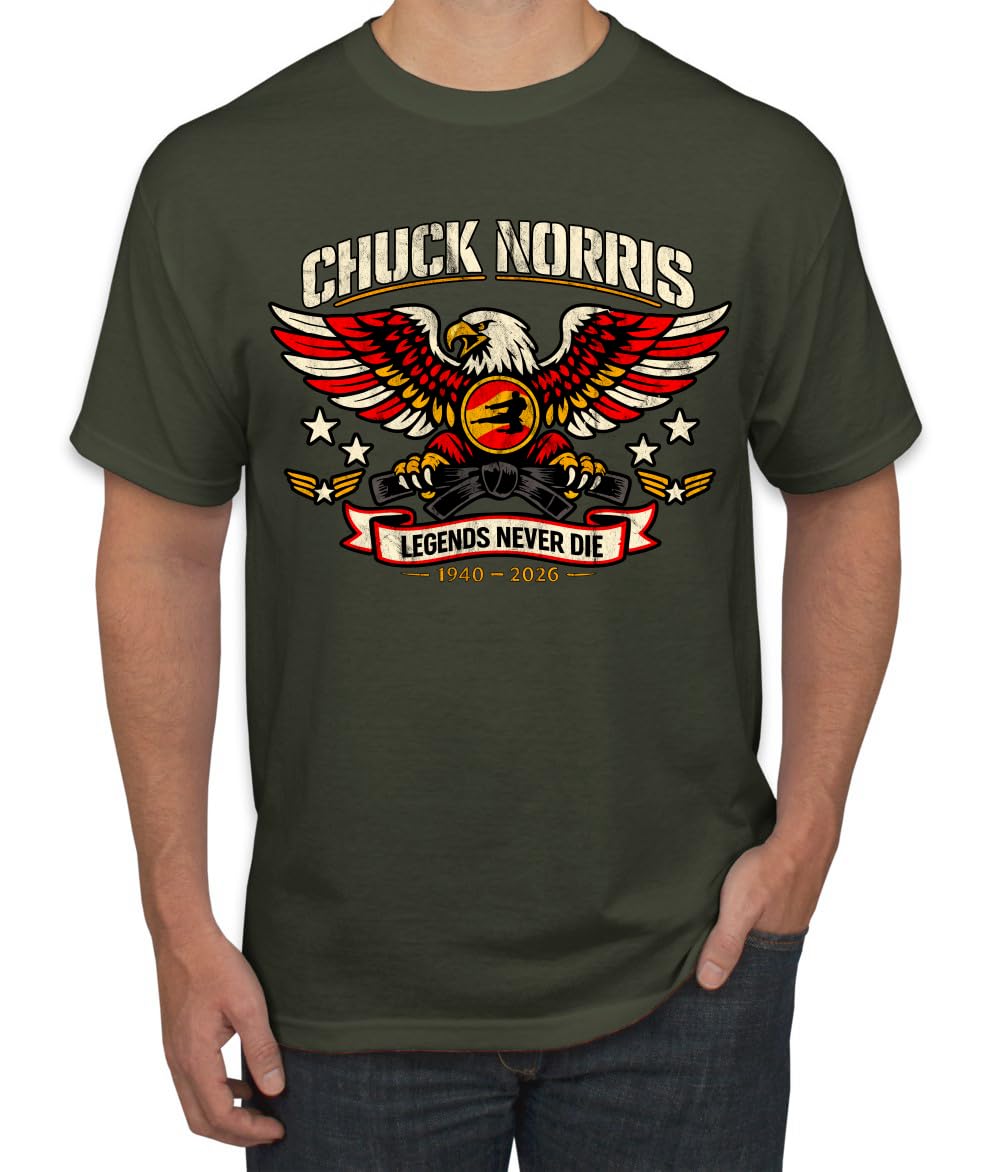 Chuck Norris Legends Never Die 1940-2026 RIP Memorial Bald Eagle Black Belt Tribute Men's T-Shirt